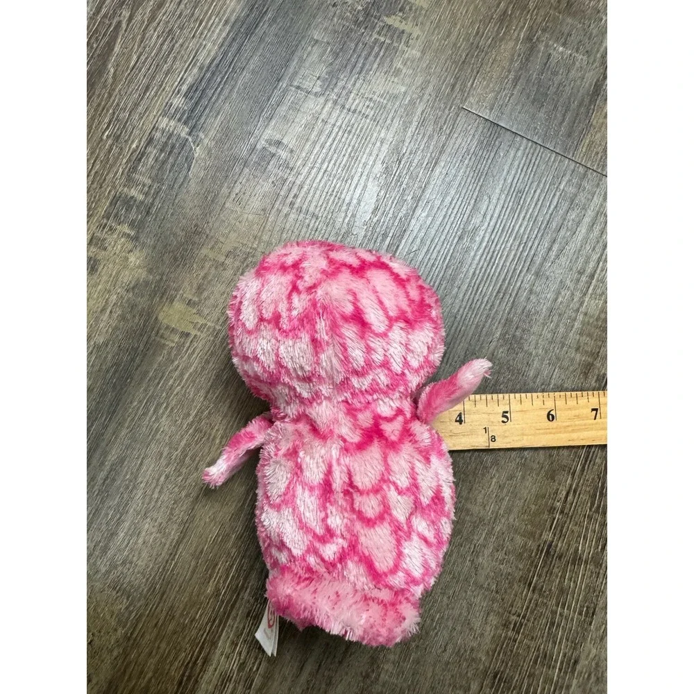 Ty Beanie Boos Bubbly Pink Owl Plush Stuffed Animal Glitter Green Eyes 7 inch